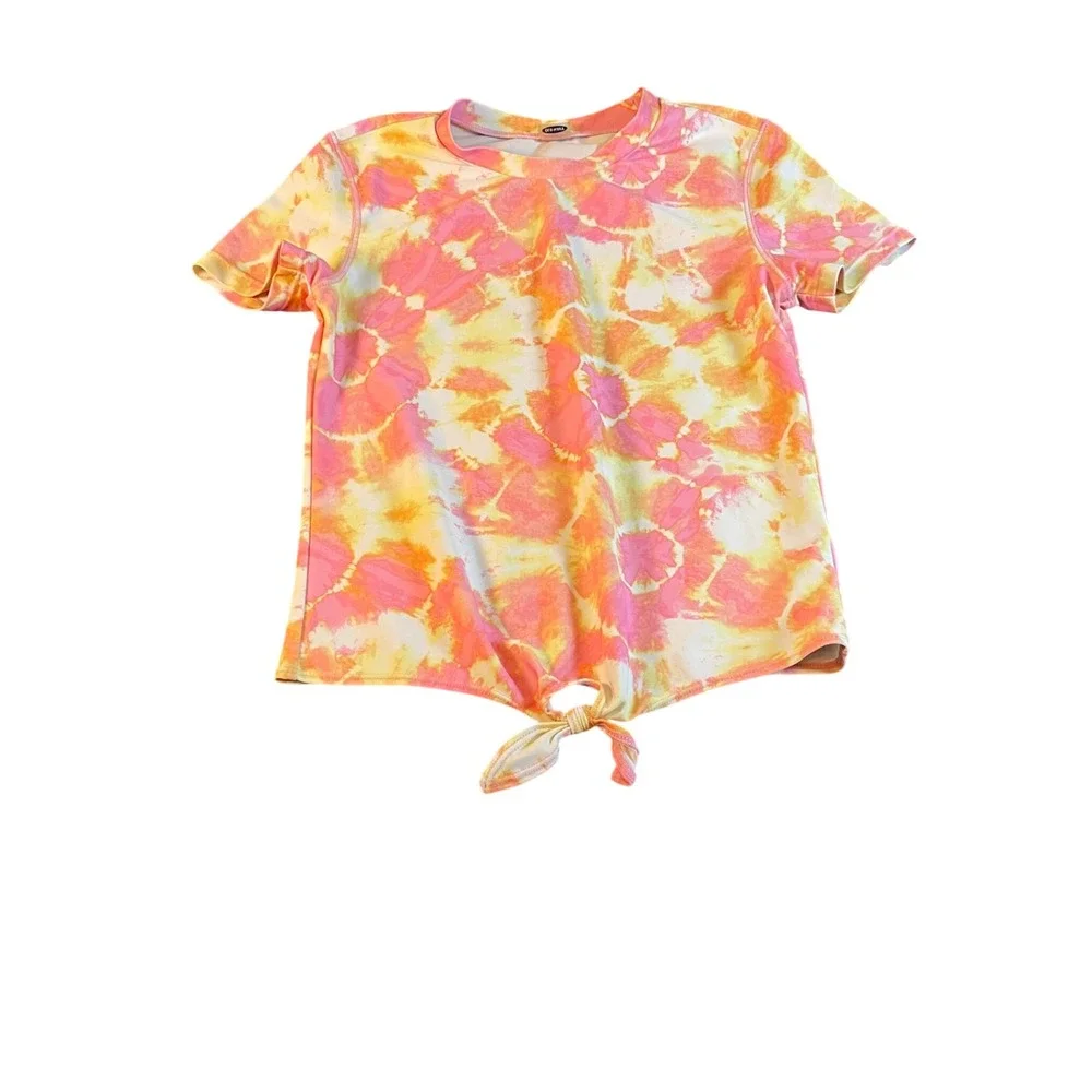 Old Navy Girls Tie Dye Rash Guard Size Large Tie Front Beach Pool Swim‎ Vacation